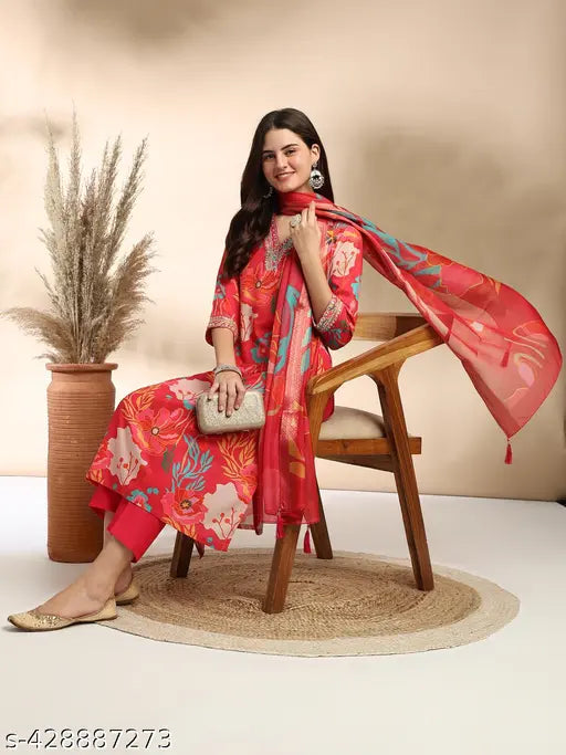 Women's Printed Kurta & Pant with Dupatta set
