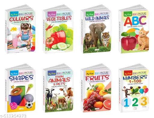 My First Big Picture Board Book ABC  Numbers 1-100  Fruits  Vegetables and more : Knowledgeable books for children  Interactive board books for toddlers - Pack of 8 board books