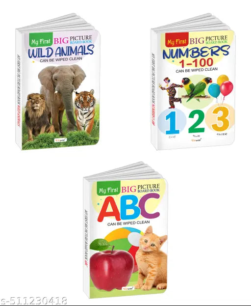 My First Big Picture Board Book ABC  Numbers 1-100 and Wild Animals : Fun learning books for kids  Early education board books  Toddler picture books - Set of 3 board books