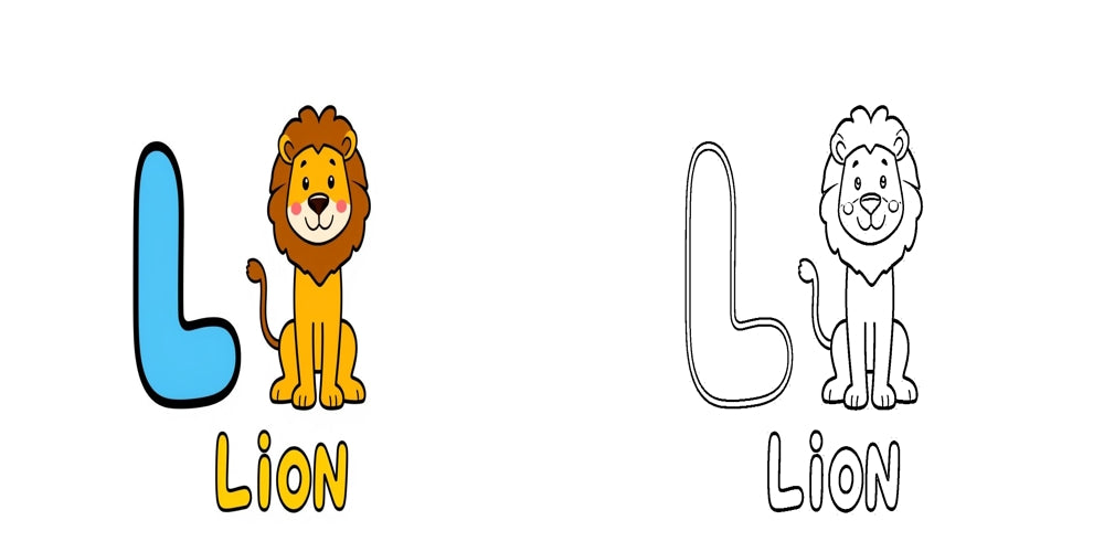 Alphabet A-Z  (Big Case) Coloring Book with Reference Colored Pages (Printable PDF)