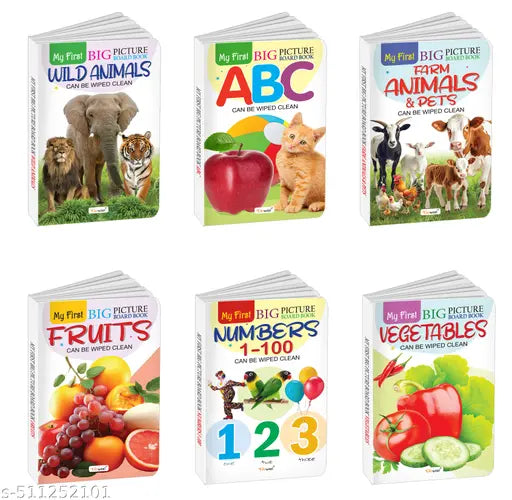 My First Big Picture Board Book ABC  Numbers 1-100  Fruits  Vegetables and more : Picture board books for kids  Educational board books for children - Pack of 6 board books