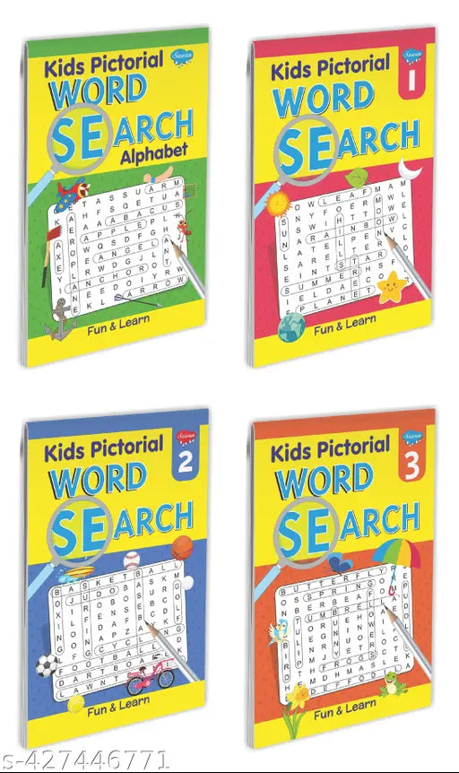 Pictorial Kids Word Search-Alphabet 1 2 and 3 books for kids : Children's picture word search puzzle  puzzle book for kids  Activity book for kids - Set of 4 book for kids