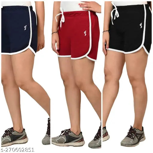 Women's Pack of 3 Black Solid Tights-Activewear