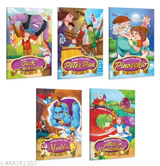 Aladdin  Alice in Wonderland  Pinocchio  Peter Pan and  Jack and the Beanstalk - Golden Fairy Tales : Classic Fairy Tales for Early Readers  Bedtime Story books  Toddlers learning Tales