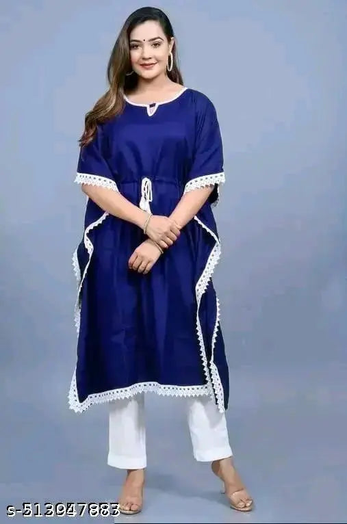 women solid kaftan fit and flare dress