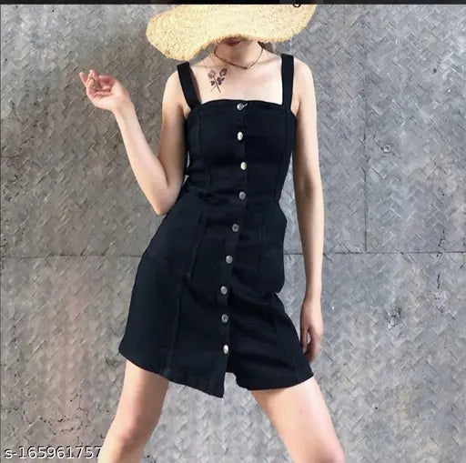 Woman Black Dungaree