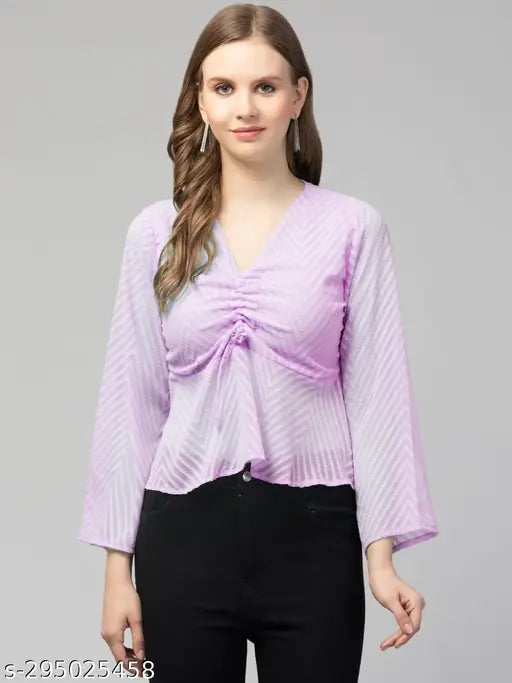 Elegant Chiffon Drawstring Top