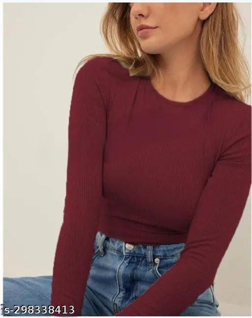 Deep Neck Short Sleeve Contrast Top