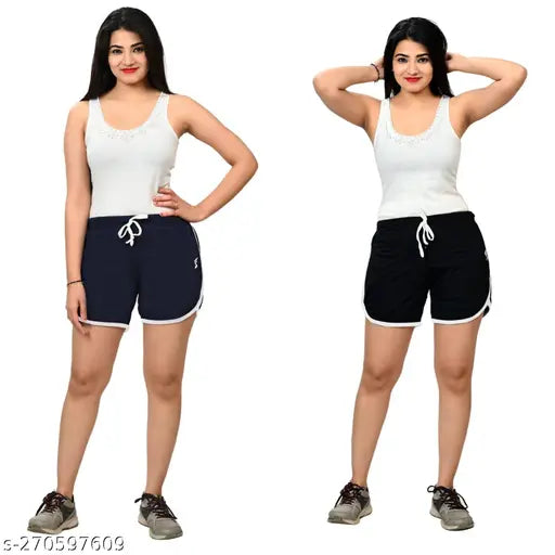Women's Pack of 2 Black Solid Tights-Activewear