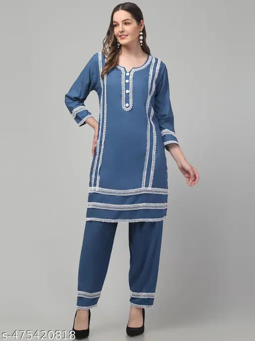 Women Viscose Rayon Kurta Pant