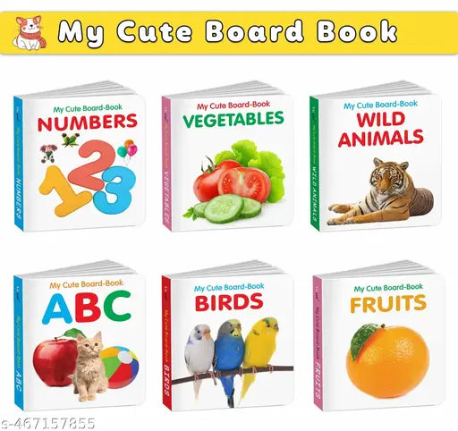 Pocket Board Book Set of ABC  Numbers  Fruits  Vegetables  Wild Animals  Birds - Kids educational board book  Preschool learning books  Preschool Kids Books Children - Pack of 6 books