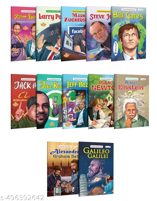 Children learning story book (Set of 12 Books) : Great Enterpreneurs and Scientists books - Bill Gates  Steve Jobs  Mark Zuckerberg  Jeff Bezos  Albert Einstein  Alexander Graham Bell and more