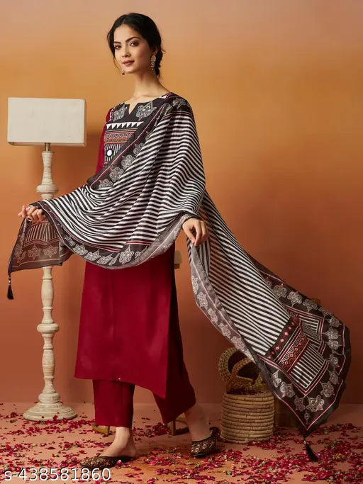 Women's Handwork Kurta  & Pant With Dupatta set