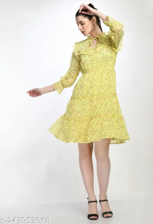 Stylish Floral Frill dress