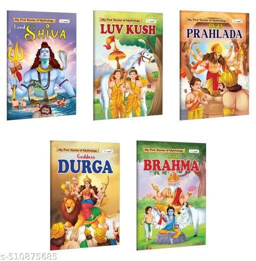 Mythology adventure for kids : Brahma  Durga  Luvkush  Prahlad and Shiva - Children's storybook  Toddler mythology books  Picture books for toddlers - Pack of 5 books
