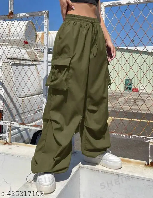 New Trending NS 4 Pocket Cargo Pant Mehendi  For Girls