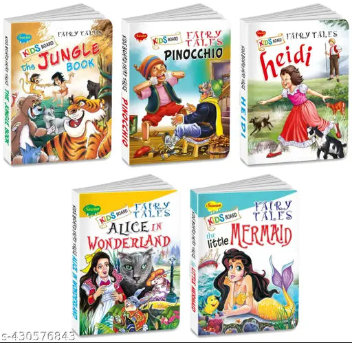 The Jungle Book  Pinocchio  Heidi  Alice in Wonderland and The Little Mermaid Board books for kids : Board books for kids  Storytelling Board Books for kids  Story books for kids  Educational Board Books for kids - Set of 5 board books for kids