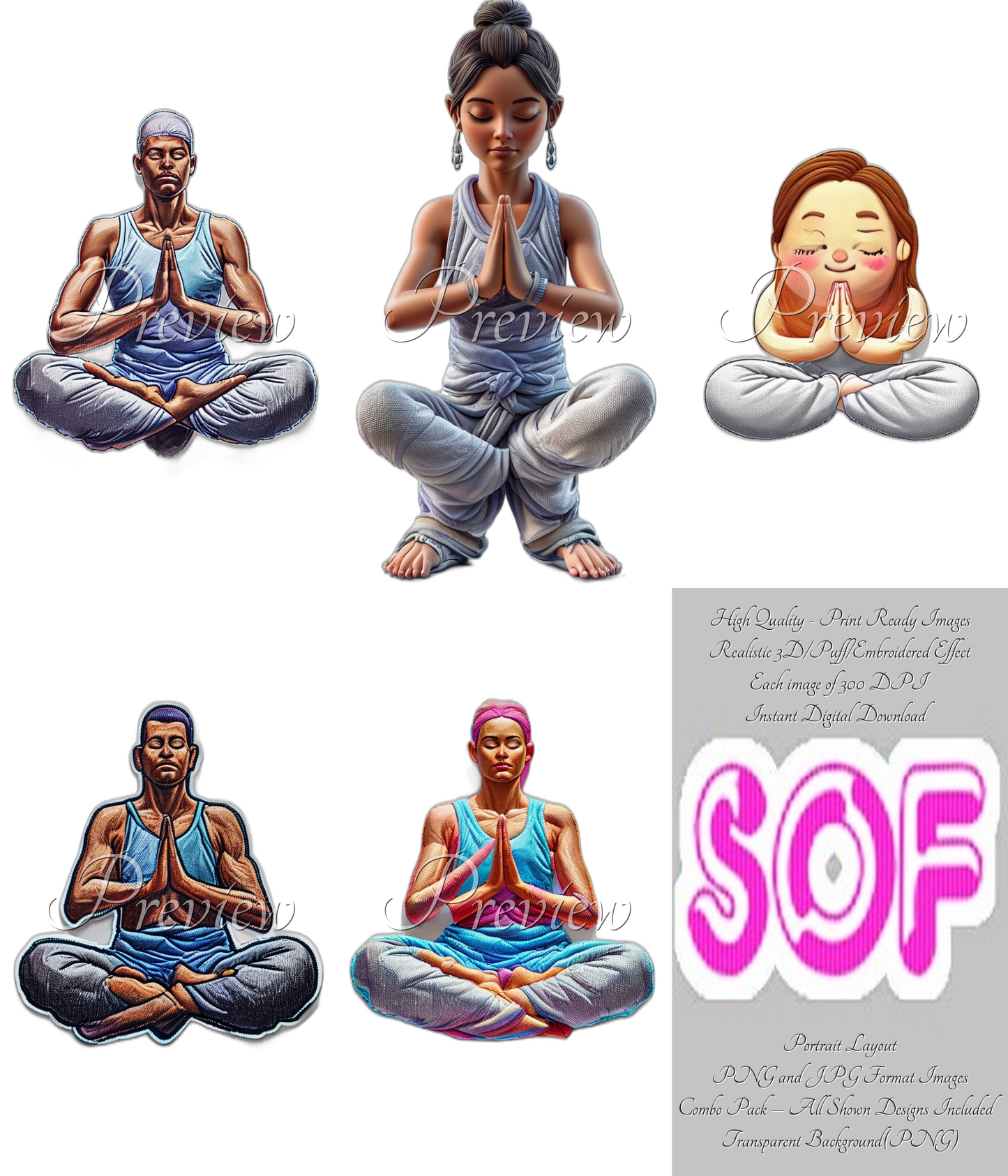 Indian Namaste #style1 Theme Pack of 5 Digital Images | 300 DPI Printable Art | Print on Demand Images
