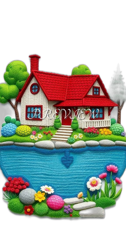 House Garden Lake Style#8 Digital Image Download | 300 DPI Printable Art | Print on Demand Images | Instant Download