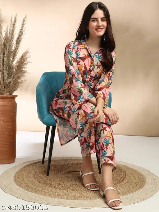 Women's Digital Print Kurta with Pant Co-ords Set