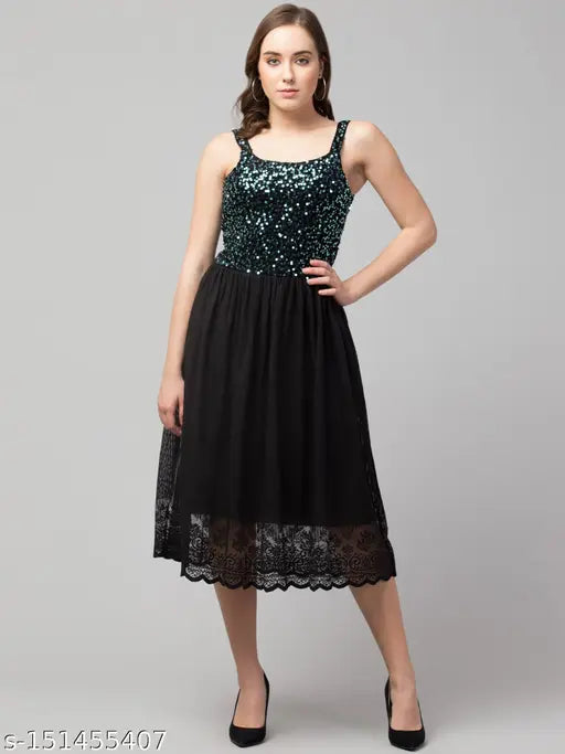 Trendy Sequinned Mesh Dress / Sequin Tassel Mesh Perspective Party dress