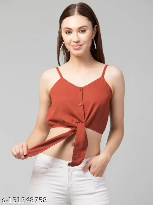 Button down Tie-up Crop Top