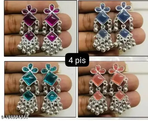 Willanzy Monalisha Stone Stude Earring 4 Color Combo / Wonderful Earrings Studs