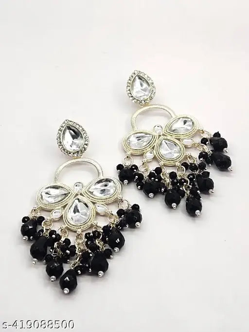 FASHION DANGLER YELLOW EARRINGS MINAKARI WORK WITH KUNDAN STONE AND BEADS HANGINGS