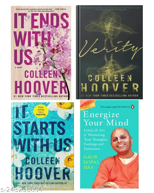 IT END WITH US BY COLLEEN HOOVER  + IT STARTS WITH US BY COLLEEN HOOVER  + VERITY BY COLLEEN HOOVER + ENERGIZE YOUR MIND BY GAUR GOPAL DAS