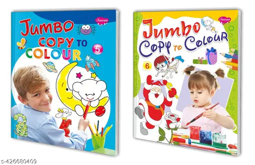 Jumbo Copy to Colour – 5 and 6 books for kids : Colouring books for kids  Jumbo coloring book series  Copy to colour colouring - Set of 2 colouring books