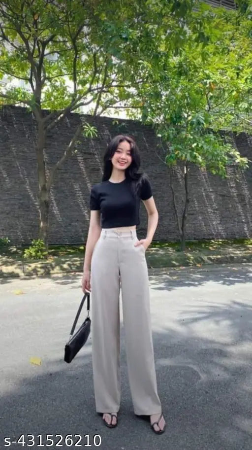 Solid High Waist Korean Straight Trousers for Women offer a comfortable stretchable and chic look perfect for formal casual and daily wear suitable for any occasion in formal and casual both
