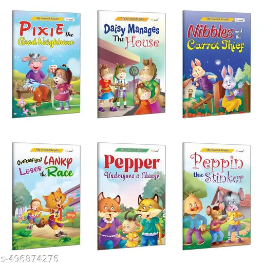 My Second Reader - Daisy Manages the House  Nibbles and the Carrot Thief  Overconfident Lanky Loses the Race and more : Educational storybooks for kids  Picture books for 3-12 year olds - Pack of 6