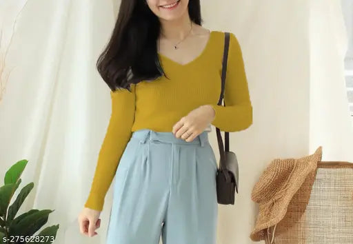 Stylish V Neck Full Sleeve Top