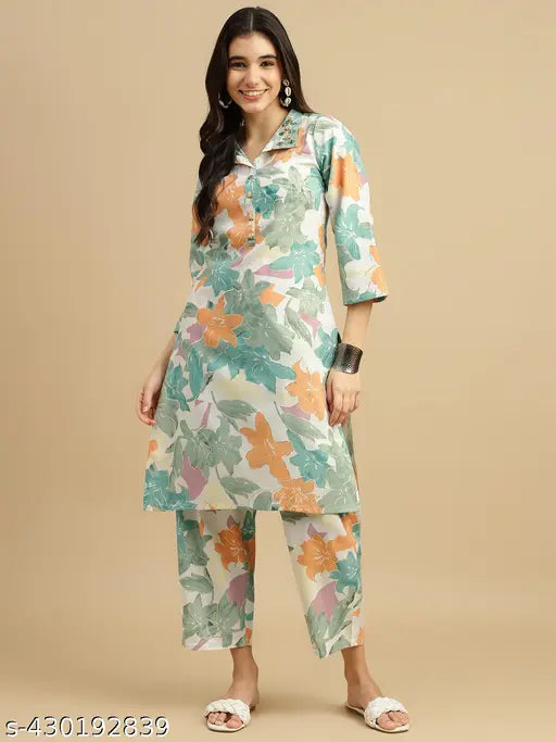 Hand Work Co-Ords Kurta Pant For Women's