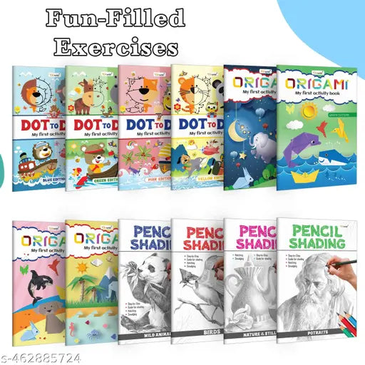 Essential First Activity workbook for kids : Activity books for preschoolers  Kids Activity Book  Portrait drawing book for early kids  Children art and craft activity book - Pack of 12 Activity books