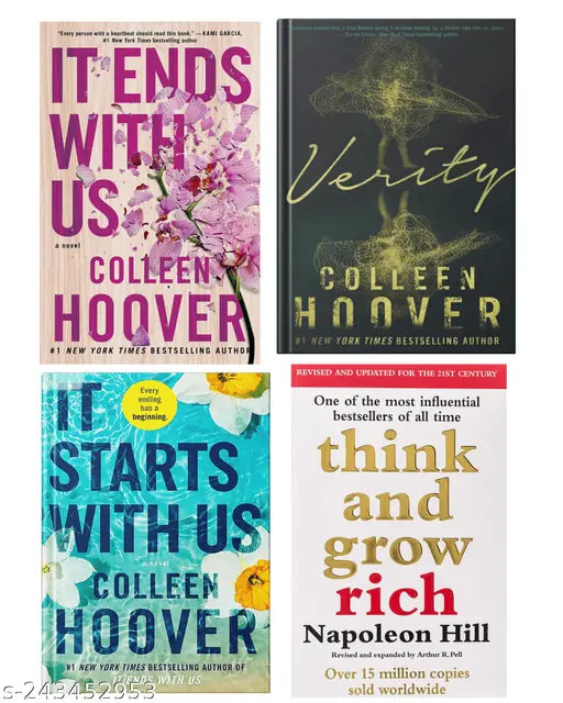 IT END WITH US BY COLLEEN HOOVER  + IT STARTS WITH US BY COLLEEN HOOVER  + VERITY BY COLLEEN HOOVER + THINK AND GROW RICH BY NAPOLEON HILL