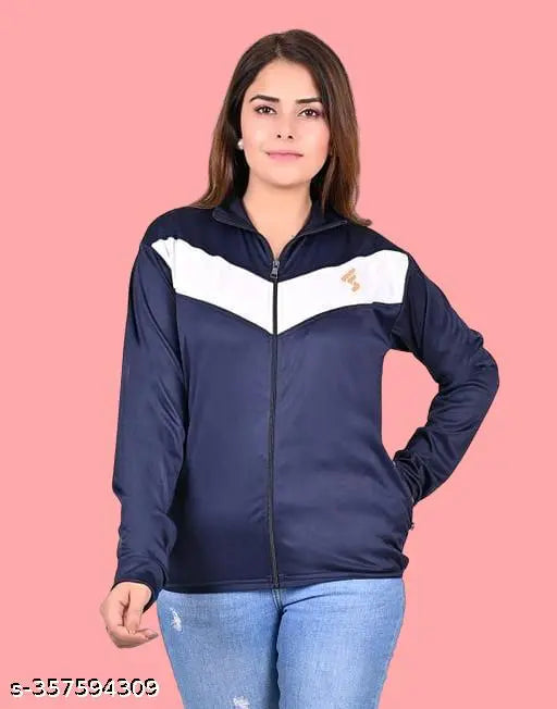 Woman Polyester Blue Jacket