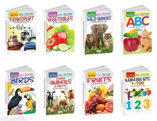 My First Big Picture Board Book ABC  Numbers 1-100  Fruits  Vegetables and more : Picture board books for toddlers  Knowledgeable books for children  Toddler learning books - Pack of 8 board books