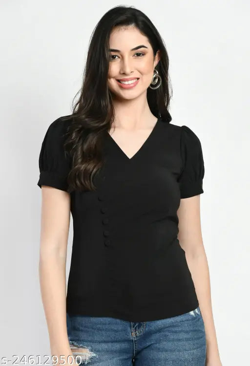 Trendy Solid Pleated Top