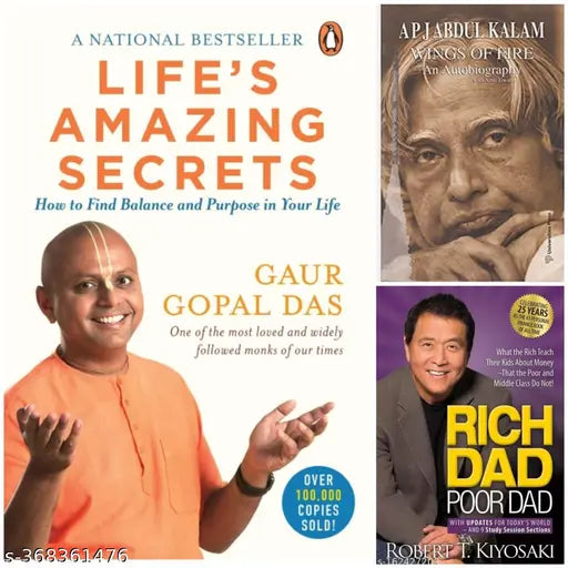 ( Combo of 3 Books) Life's Amazing Secrets_Rich Dad Poor Dad_Wings of fire