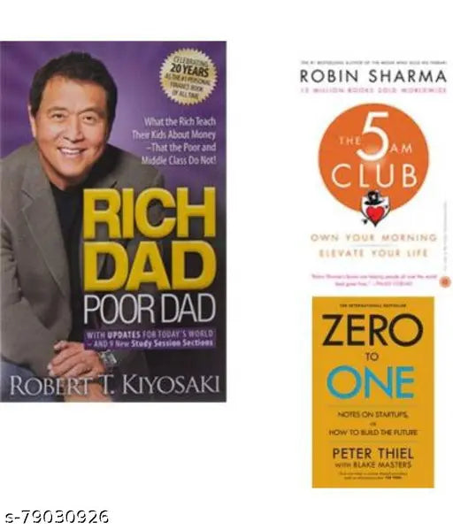 Combo Of Rich Dad + 5 Am Club + Zero To One (Paperback  Generic)