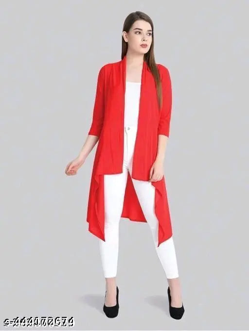 HF plain red malai long shrug