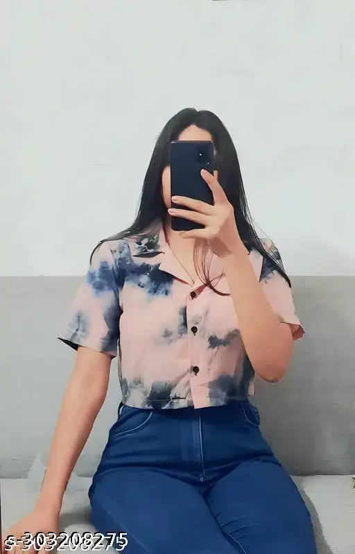 Women Stylish Tie & Dye Crop Shirt / Stylish Half Sleeve Crop top for Women