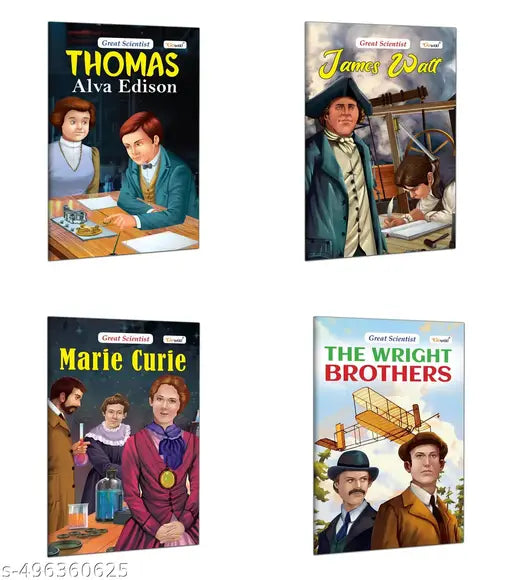 Story Books for Kids : James Watt  Marie Curie  The Wright Brothers and Thomas Alva Edison (Great Scientists) - Early learning books  Children’s Storybook on Scientists - Pack of 4 Books