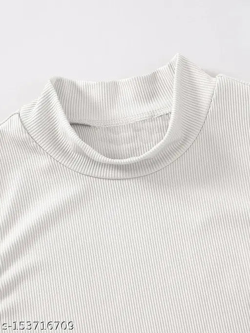 High Neck Sleeveless Ribbed Top