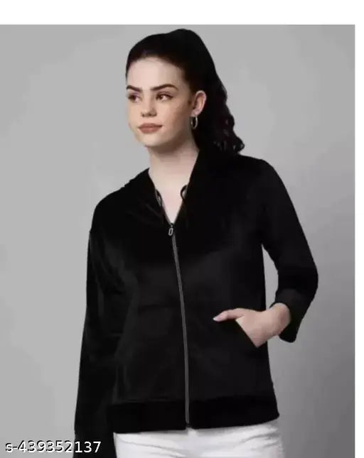 Dee-Nayra Solid Full Sleeves Soft and Plain Casual Jackets For Women Velvet jacket