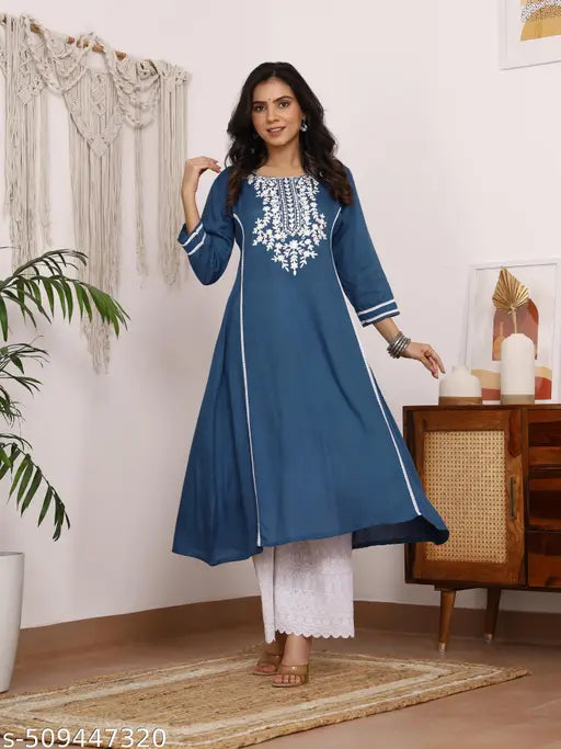 big size grey embroidery kurti