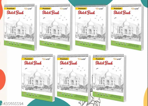 A5 Premium Sketch Book : Set of 7 Sketch book For Artists - 36 Sheets (5.8 x 8.3 Inch)  Top Spiral-Bound  Drawing  Painting And Sketching book