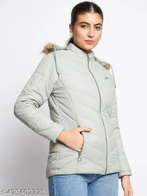Women Solid Hooded Jacket