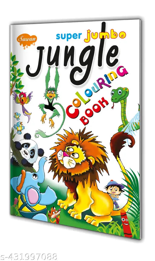 Super Jumbo Jungle Colouring Book By Sawan book for kids : Jungle themed colouring book  Colouring book for kids  Educational colouring Book.